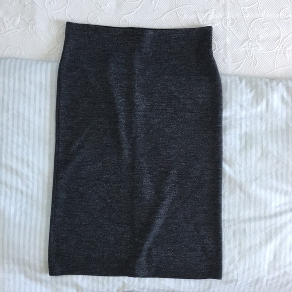 LOFT charcoal grey pencil skirt with slit - Picture 1 of 8